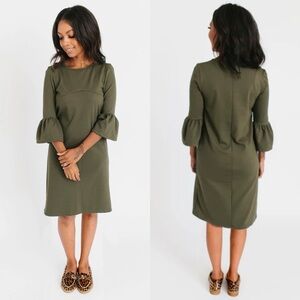 Harper & Bay Olive Green Bell Sleeve Nursing Dress